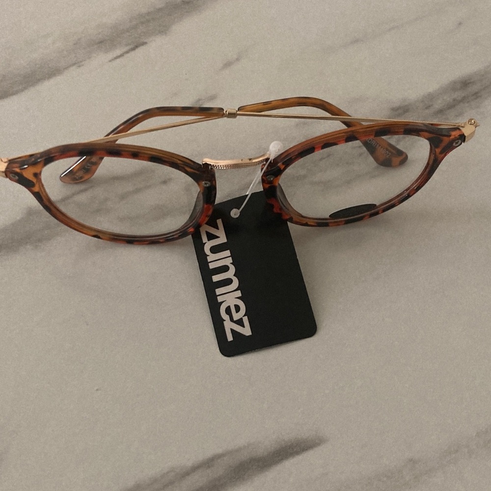 ME Makeover Essentials Tortoise Oval Glasses with Gold Bridge - Picture 3 of 16